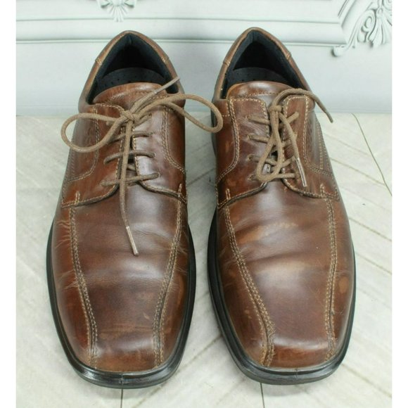 Ecco Brown Leather Lace Up Slip On Oxford Dress Shoes Size 42 US 9 - Picture 5 of 9